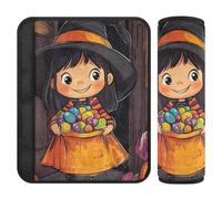 Juego de 2 fundas transpirables para cinturón de seguridad de coche, para asiento de bebé, para adultos y niños, talla S, Halloween, niños, disfrazarse, caramelos