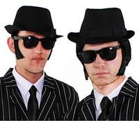 Juego de 2 gafas negras para vestido de fantasía, juego de 4 piezas de calidad 60 cm negro FEDORA sombrero