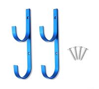 Juego de 2 ganchos para colgar postes de piscina, solución de almacenamiento de aluminio resistente para herramientas de piscina y jardín, adecuados para montaje en madera, hormigón o vinilo (azul)