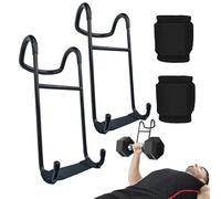 Juego de 2 Ganchos para Mancuernas, con Pulsera, Accesorio para Pesas Largas, Capacidad 250 Lbs, Ganchos Resistentes para Prensa Banca, Levantamiento de Pesas Fitness, Entrenamientos Pecho y Hombros