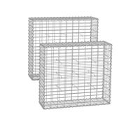 Juego de 2 Gaviones de Piedra 100 x 90 x 30 cm Plata