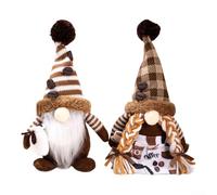 Juego de 2 gnomos de Navidad hechos a mano, día festivo escandinavo con muñecas de gnomo para hogares festivos, adornos de Navidad flexibles en color caqui para Navidad y temporada de invierno