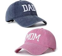 Juego de 2 Gorras de béisbol Bordadas Ajustables para mamá y papá, Regalo para Padres, Parejas, Regalos clásicos para mamá y papá, Sombrero de papá Azul Marino y Sombrero Rosa para mamá, 6 5/8/7 5/8