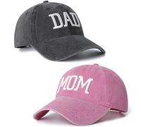 Juego de 2 gorras de béisbol bordadas ajustables para padres y parejas, regalos clásicos para mamá y papá, Sombrero de papá negro y sombrero rosa para mamá, 6 5/8/7 5/8