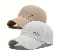 Juego de 2 gorras de béisbol ligeras de secado rápido, con un estampado simple de montaña y diseño perforado transpirable, adecuadas para deportes al y uso casual para hombres y mujeres