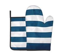 Juego de 2 guantes de cocina con estampado de bandera griega, guantes de horno y alfombrilla de horno, juego de 2 piezas adecuado para cocina y horneado