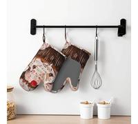 Juego de 2 guantes de cocina de silicona suave para cupcakes y muffins, resistentes al calor, impermeables, forro de algodón grueso, guantes de cocina antideslizantes para hornear a la parrilla
