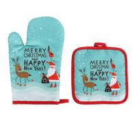 Juego de 2 guantes y agarraderas navideñas para horno, resistentes al calor, ideales para manipular utensilios de cocina, hornear y barbacoa