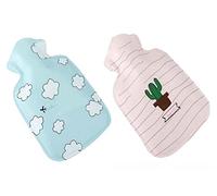 Juego de 2 hermosas mini botellas de agua caliente bolsa de agua para manos más calientes luz y portátil, 100 ml