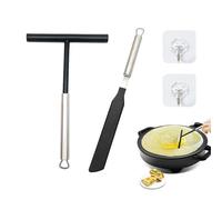 Juego de 2 herramientas de acero inoxidable para panqueques, esparcidor de masa, esparcidor de crepes, espátula, máquina de distribución, adecuado para cocina, restaurante, puesto de venta, etc.