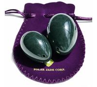 Juego de 2 huevos de jade de Nephrite, perforados, para usuarios intermedios y avanzados, medianos y pequeños, 2 tamaños, buen valor, para prácticas de huevo Yoni para entrenar los músculos del piso pélvico, puede durar toda una vida, fabricado por Jade auténtico