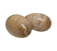Juego de 2 huevos de percusión hechos a mano de madera de Bali, instrumento tradicional de comercio justo de Indonesia (10 x 6 cm)