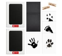 Juego de 2 impresiones de huellas de perro y bebé con marco de fotos, juego de huellas de manos, juego de huellas de gato, huellas de perro, juego de impresión de huellas de bebé para recién nacidos