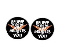Juego de 2 insignias de aleación de Believe in the Me Who Believes in You, botón motivacional con marca de verificación, regalo inspirador para confianza y apoyo