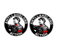 Juego de 2 insignias estilo partido comunista, diseño de acción anti propietario, estilo retro Mao Revolution, broches de aleación estilo retro Mao, pines de solapa de arte político vintage