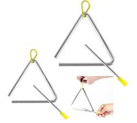 Juego de 2 instrumentos triangulares, instrumento de percusión triangular, instrumento musical triángulo, 5 + 7 pulgadas, triángulo musical, triángulo con mango de goma, instrumento de percusión de
