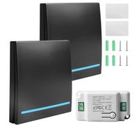 Juego de 2 interruptores de luz de 230 V, WiFi+RF 433 MHz, interruptor de luz inalámbrico con receptor, 2 interruptores y 1 receptor, alcance de 30 m, interruptor inalámbrico, transmisor inalámbrico