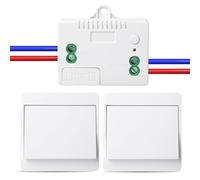 Juego de 2 interruptores de luz inalámbricos, 220 V, interruptor de pared inalámbrico, IP44, resistente al agua, para oficina en casa, sin cableado, alcance de hasta 100 m (1 receptor y 2 paneles de