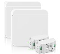 Juego de 2 interruptores inalámbricos de luz 230 V 10 A, interruptor de luz inalámbrico con control de receptor, interruptor de pared inalámbrico de hasta 50 m de alcance, 200-2000 W, no requiere