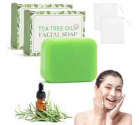 Juego de 2 jabones de árbol de té, jabón limpiador para cara, cuerpo y manos, regula la grasa de la piel, limpia los poros, reduce las imperfecciones, calma la piel y proporciona una sensación fresca
