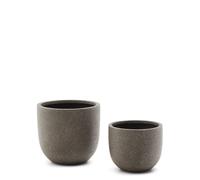 Juego de 2 jardineras Selvi efecto piedra marrón