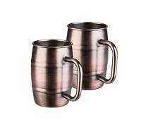 Juego de 2 jarras de cerveza de 0,5 litros, acero inoxidable en cobre envejecido