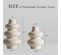 Juego de 2 jarrones de resina sintética redondos blancos, jarrones modernos de flores secas