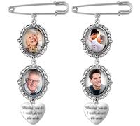 Juego de 2 juegos de abalorios para boda con diseño de ramo de fotos de 18 x 25 mm con marco de encaje doble, marco de cristal ovalado, cabujones You are in My Heart