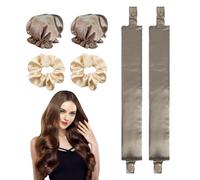 Juego de 2 juegos de rizadores sin calor con gomas para el pelo de satén, herramientas de peinado DIY, diadema y kit de protección ajustable (color