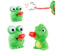 Juego de 2 juguetes de rana con lengua, divertidos, favores de fiesta, novedad para aliviar el estrés, juguetes divertidos para niños y adultos