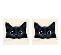 Juego de 2 kits de punto de cruz para adultos con temática de gato, estampado completo en negro de 18CT, kit DIY listo para principiantes con tela impresa de 20x20cm para decorar el hogar