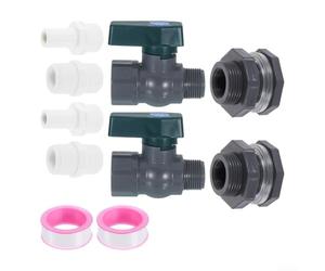 Juego de 2 kits de tanque de lluvia con válvula de plástico y accesorio de mamparo de 34 pulgadas para sistemas de riego al aire libre y recogida de agua de lluvia