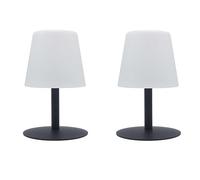 Juego de 2 lámparas de mesa inalámbricas de acero gris LED blanco cálido/blanco regulable estándar MINI Rock H25cm