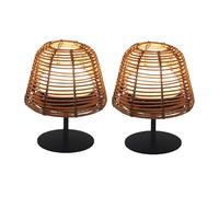 Lumisky Juego de 2 lámparas de mesa LED inalámbricas TWINS Boheme H16cm Poliratán