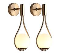 Juego de 2 lámparas de Pared Modernas para Interiores, E27, luz Nocturna, Globo de Cristal Blanco lechoso, 20 cm de diámetro, Aplique de Pared LED para Dormitorio, Bombilla incluida.