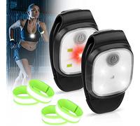 Juego de 2 lámparas LED con clip + 4 pulseras reflectantes, luz intermitente LED, luz de seguridad, linterna frontal LED recargable, linterna para niños, resistente al agua, clip de seguridad para