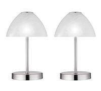 Juego de 2 lámparas LED decorativas de mesa, metal, regulador de intensidad táctil de 4 niveles en plata mate, 24 cm de alto