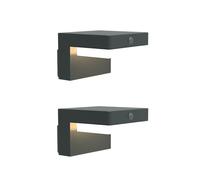 Juego de 2 lámparas LED solares de pared BOLD para exteriores con detector de movimiento (certificación IP44, ángulo de detección de 100°, 55 h de autonomía, opción de carga 2 en 1) - Gun Grey