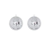 Juego de 2 lámparas redondas giratorias reflectantes de bola de discoteca para decoración de bodas, cumpleaños, bailes, festivales, fiestas, bodas, cumpleaños, 25 cm, color plateado