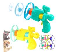 Juego de 2 lanzadores de Discos voladores, Juguetes portátiles iluminados para Gatos con hélices de Colores para Interiores y Exteriores.