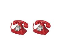 Juego de 2 libros de invitados de audio, modelo de teléfono para escritorio, confesiones, baby shower, rojo, 22,5 x 16,4 x 18 cm