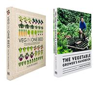 Juego de 2 libros de la colección Huw Richards (Veg in One Bed, El manual del cultivador de hortalizas)