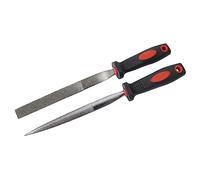 Juego de 2 limas de diamante semicirculares y cónicas planas de piedra de vidrio, azulejos de metal, agarre suave