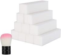 Juego de 2 limas de uñas, 10 unidades, color blanco, para uñas de gel, lima de uñas, bloque de lima, herramienta de manicura con un pincel para quitar el polvo (2 unidades)