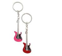 Juego de 2 Llaveros de Guitarra Rojo & rosa, Llavero de Metal para Amantes de la Música Rock y Guitarra Eléctrica, Accesorios Retro Personalizados,Regalo para Hombres Mujeres Músicos
