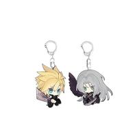 Juego de 2 llaveros de juego Final Fantasy XIV VII Rebirth Tifa - Llaves encantadoras Kawaii, regalo para fanáticos del anime (multicolor)