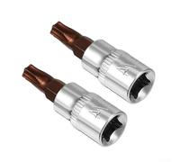 Juego de 2 llaves de vaso de acero de 1/4 pulgadas para llaves de vaso Torx T30 - Juego de llaves de vaso de cromo vanadio con extremos de accionamiento con muescas para automoción, bricolaje y casa