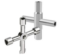Juego de 2 Llaves Multifuncionales de 4 Vías, Llave de Cruz Maestra Cuadradillo, Triangular y Forma de Llave de Aleación de Zinc, para Contador Agua, Cuadro Electrico (Plata)