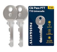 Juego de 2 llaves Pase PTT T10 universal para buzones de correo, compatible con intercomunicadores y cerraduras de edificios, acero inoxidable, ideal para entregadores, agentes inmobiliarios y