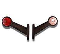 Juego de 2 luces delanteras traseras de 45 grados, cuerpo de goma corto de color rojo y blanco, luces de tractor, camión, remolque, autobús, caravana, caravana, autobús, autobús, caravana, autobús,